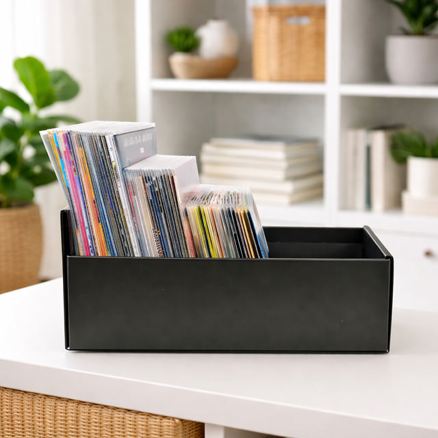 Säilytyslaatikko DVD-, CD- ja Blu-Ray-hylsyille