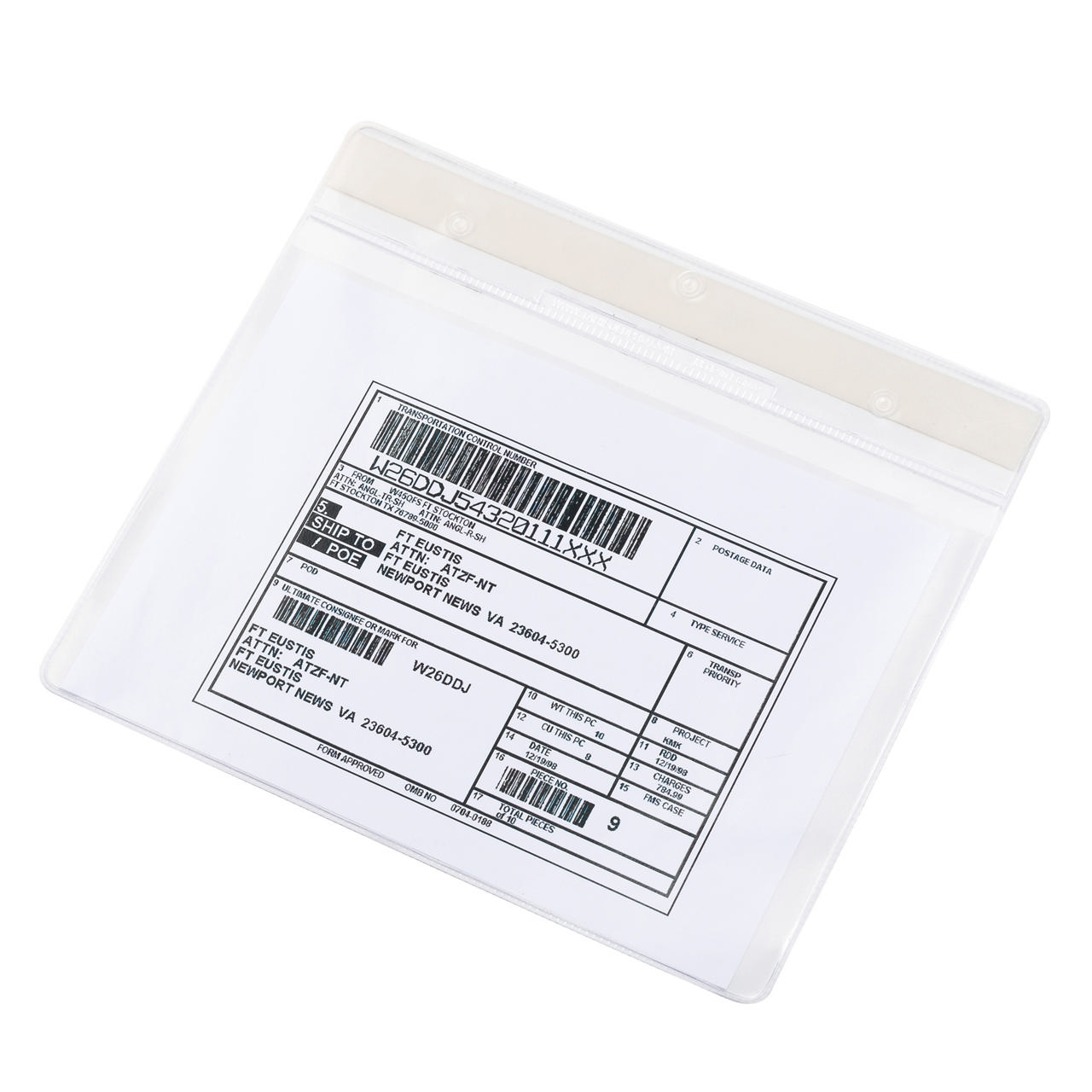 Itsekiinnittyvä logistiikan tunnistetasku, pysyvä, A5, vaaka-asento