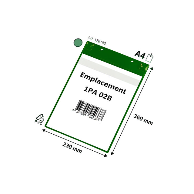 Magneettinen logistiikkatasku, jossa neodyymit ja läppä, A4, pystysuora
