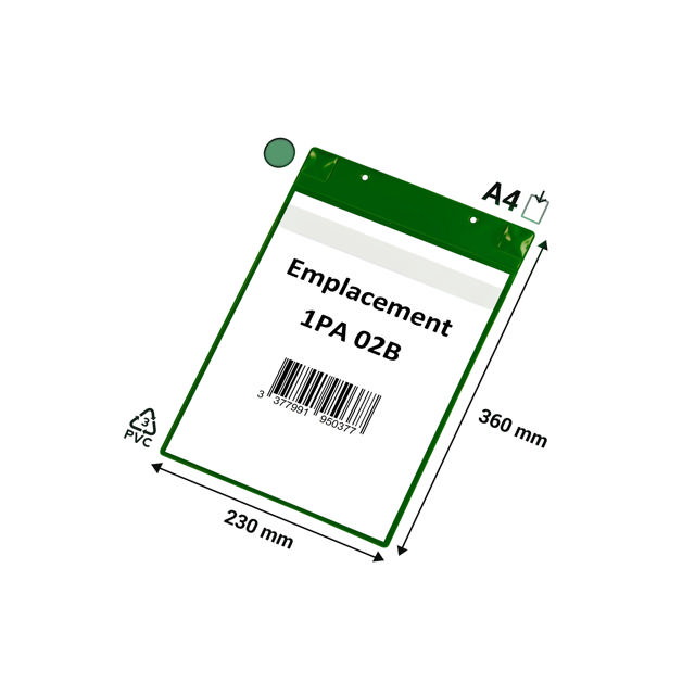 Magneettinen logistiikkatasku, jossa neodyymit ja läppä, A4, pystysuora