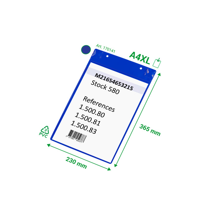 Magneettinen logistiikkatasku, jossa neodyymit ja läppä, A4 XL, pystysuora