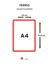 Magneettinen itseliimautuva kehysnäyttötasku, siirrettävä, A4