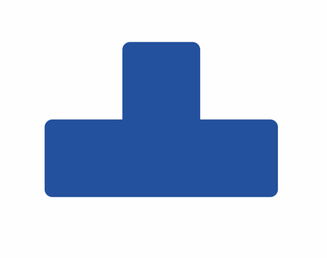 Itsekiinnittyvä lattiamerkintäsymboli, T-muoto