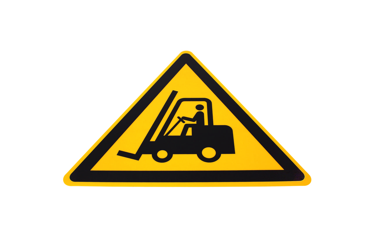 Self-adhesive safety pictogram, Caution forklifts