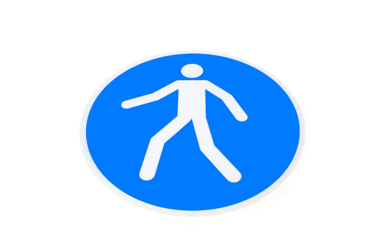 Self-adhesive safety pictogram, Use pedestrian walkway