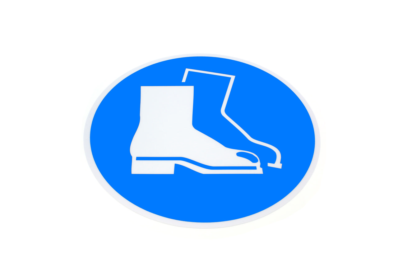 Self-adhesive safety pictogram, Wear safety footwear