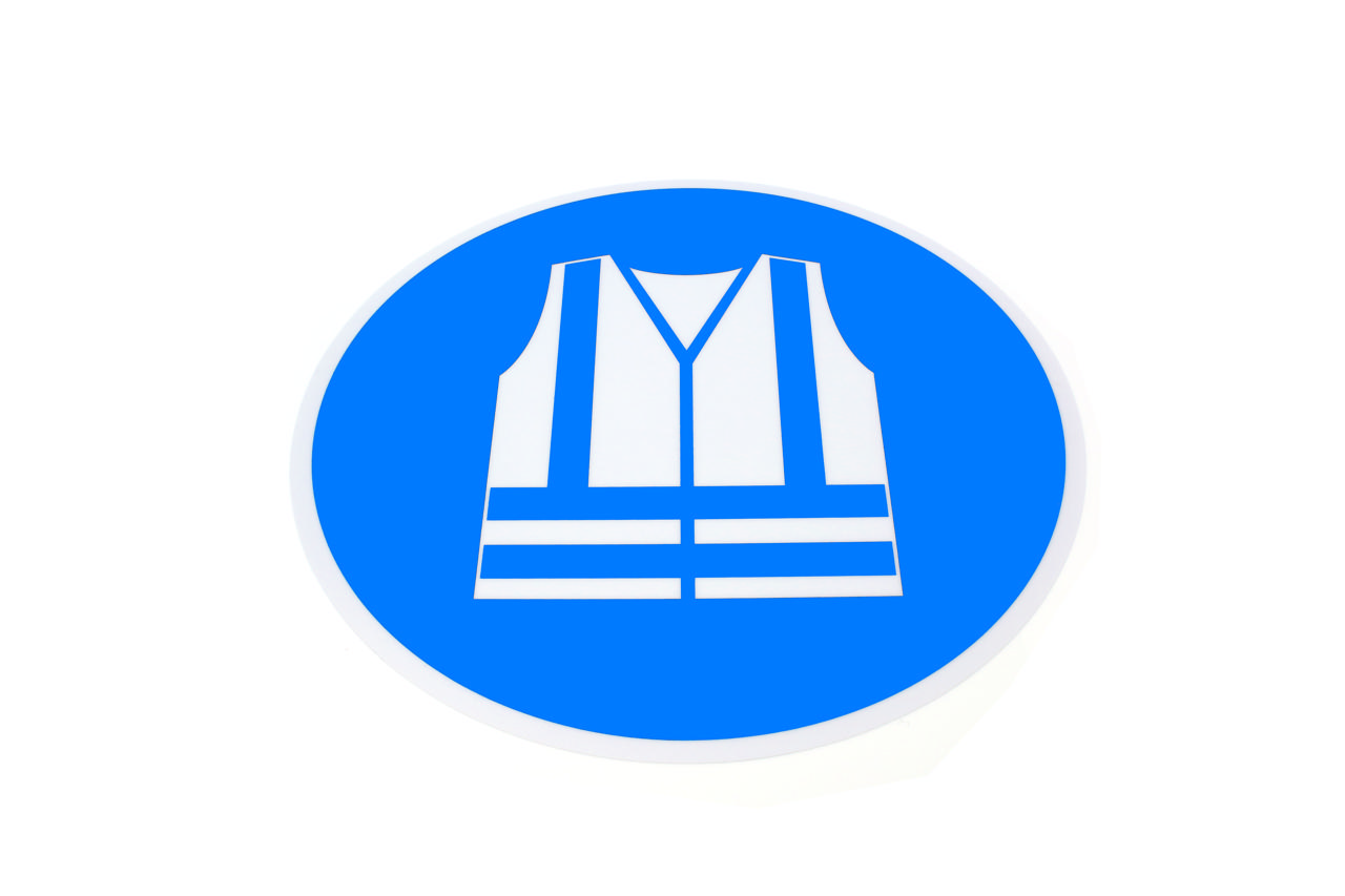 Self-adhesive safety pictogram, Wear high visibility safety vest