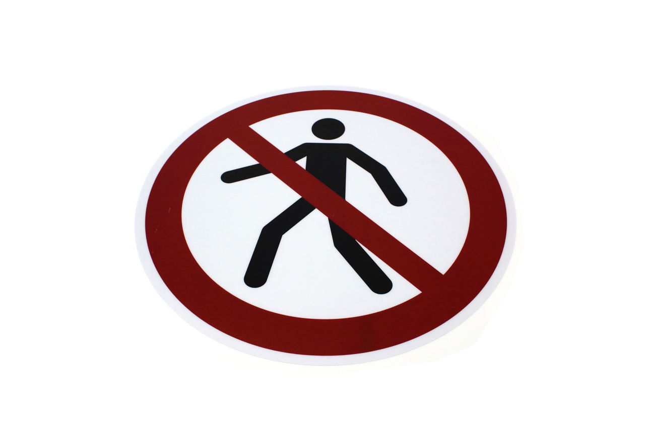 Self-adhesive safety pictogram, No pedestrians