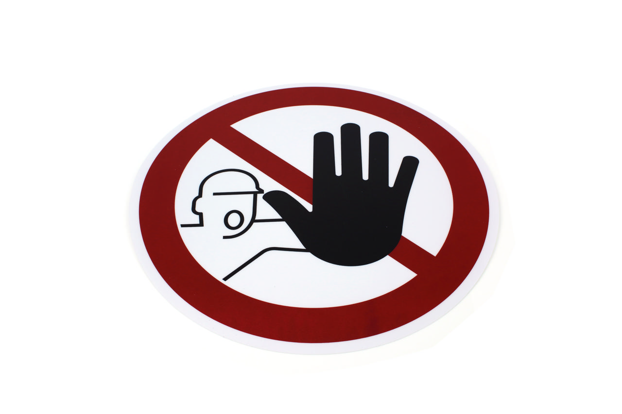 Self-adhesive safety pictogram, Entry prohibited to unauthorised personnel