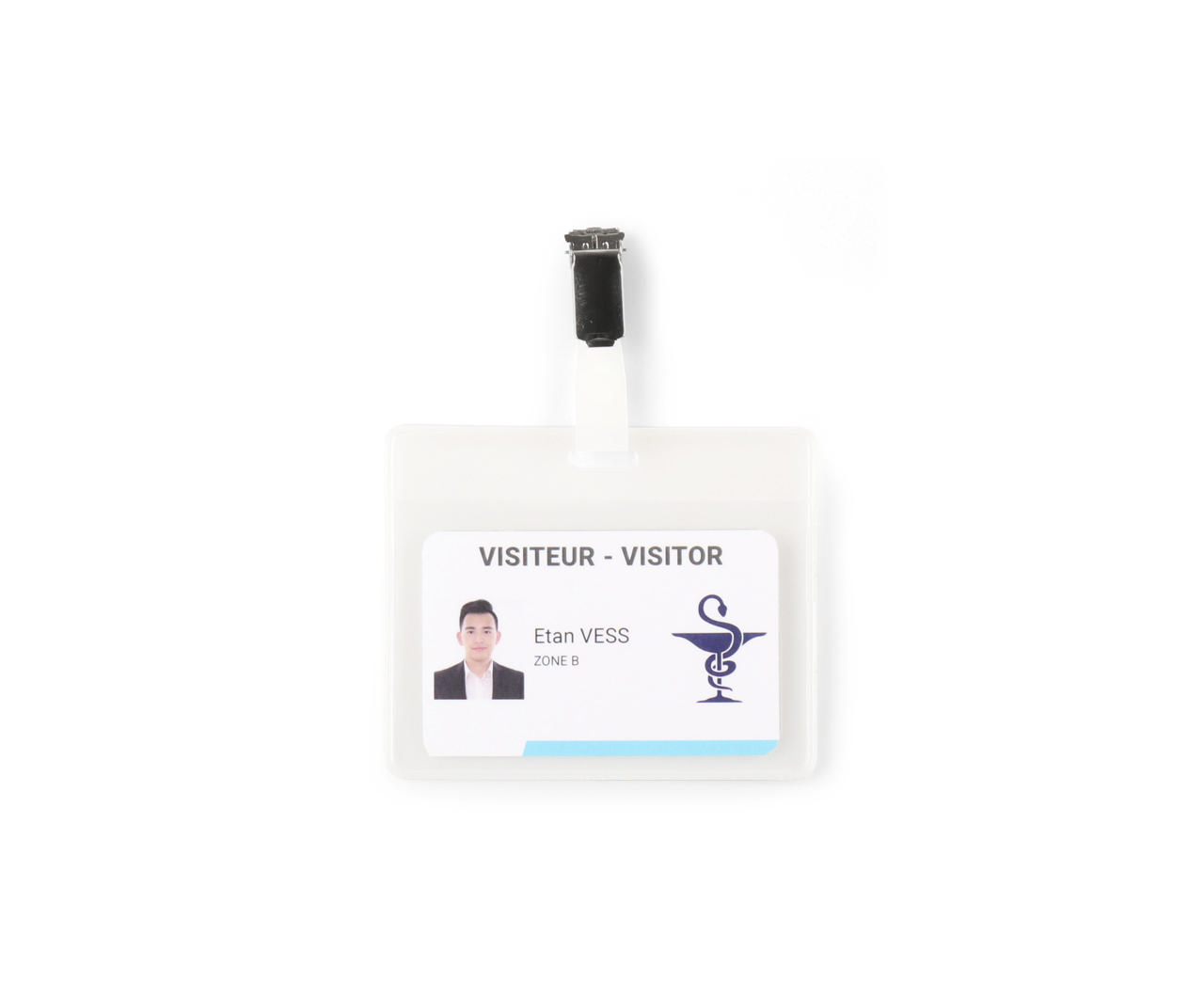 Visitor Badge Kit, PVC, with Clips and Inserts, Horizontal