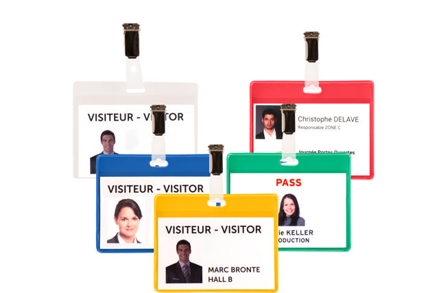 Vierailijakorttisarja, PVC, klipseillä ja korteilla, vaakasuora