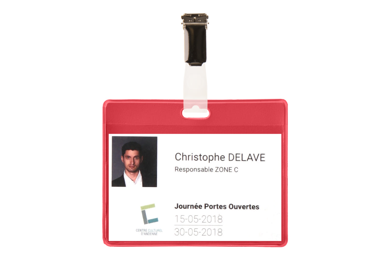 Visitor Badge Kit, PVC, with Clips and Inserts, Horizontal