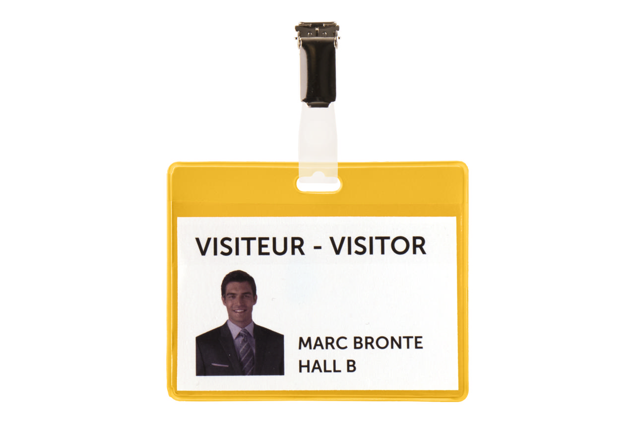 Visitor Badge Kit, PVC, with Clips and Inserts, Horizontal