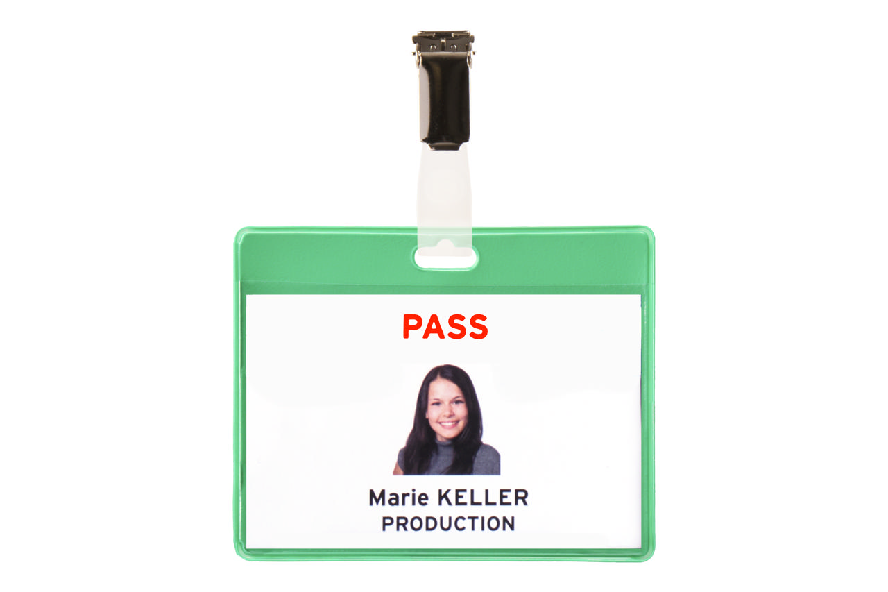 Visitor Badge Kit, PVC, with Clips and Inserts, Horizontal