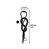 Pehmeä nyörinauha, kääntökoukulla ja avainrenkaalla