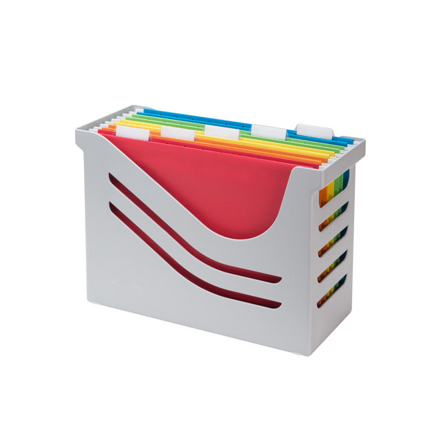 Re-Solution Office Box, jossa on 5 A4 Euroflex-riippukansiota, 100 % kierrätetty, Sininen Enkeli