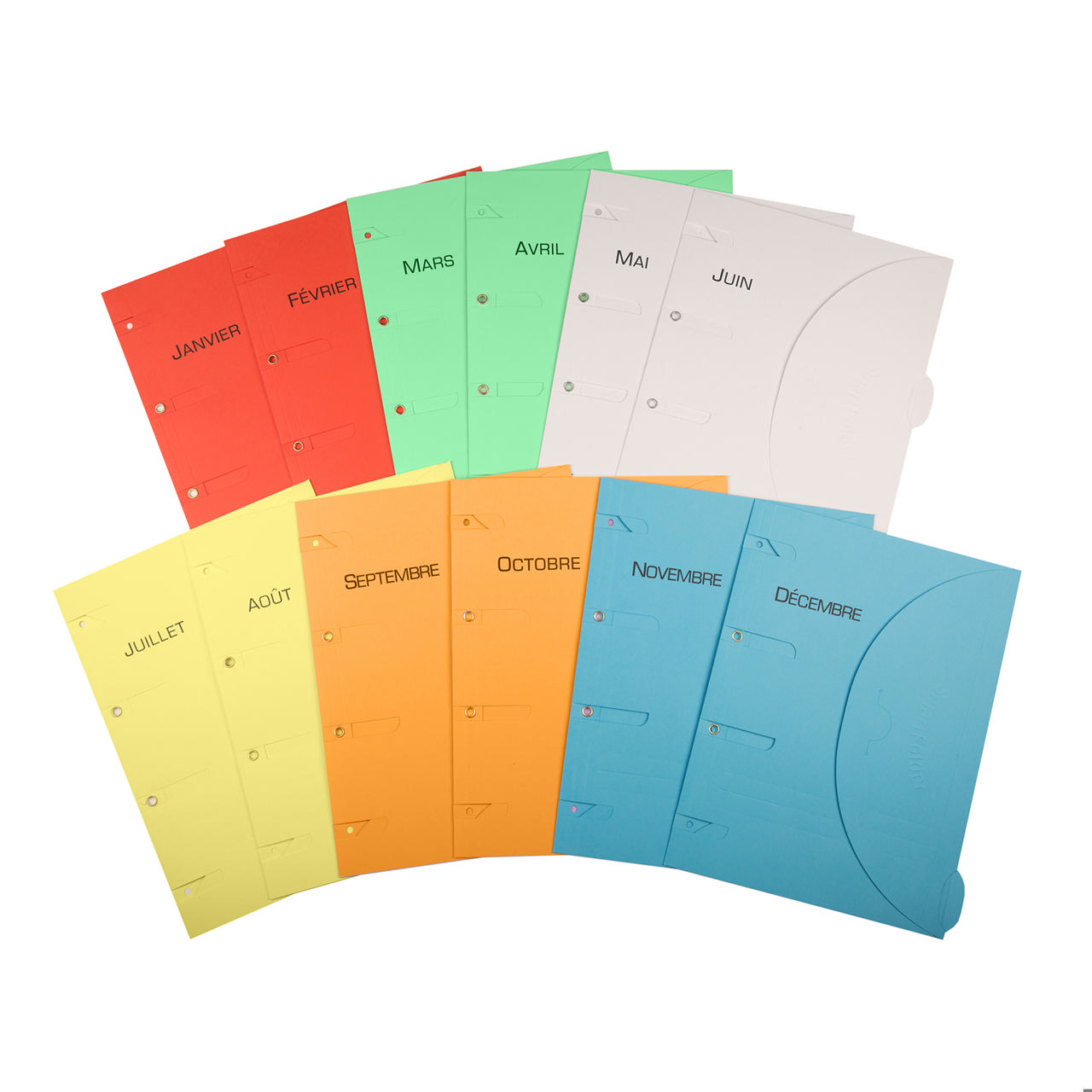 Smartfolder-rei'itetty kansio, välilehdellä, aikajanan pakkaus, 12 kuukautta, TAMMI-JOU, A4