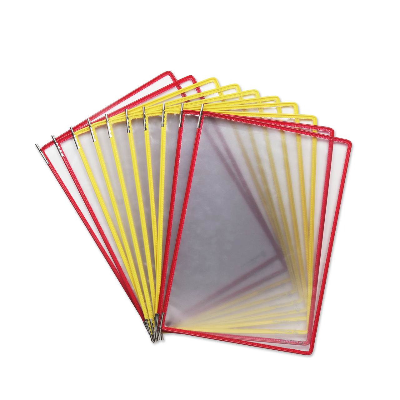 Tarifoldin metallinen seinälle kiinnitettävä asiakirjojen esittelyjärjestelmä, A4, 10 taskua, Espanjan värit