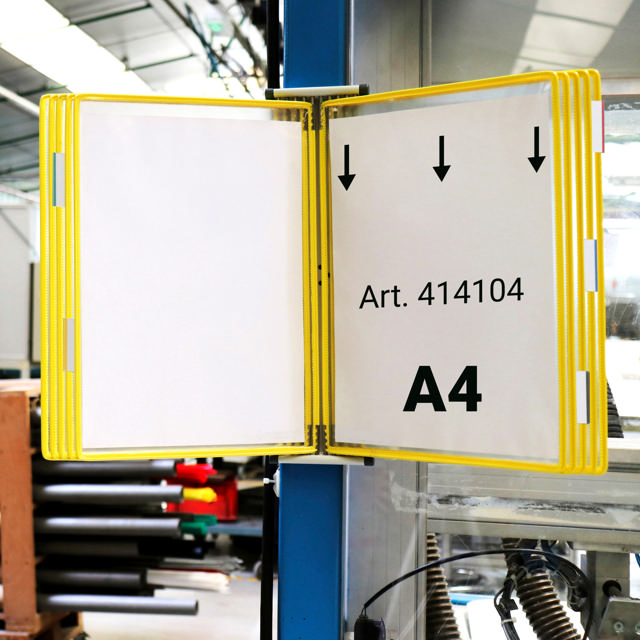 Tarifoldin metallinen seinälle kiinnitettävä asiakirjojen esitysjärjestelmä, A4, 10 taskua