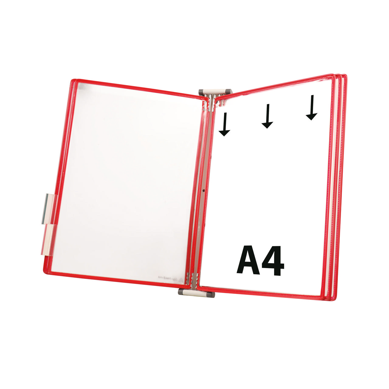 Tarifoldin metallinen seinälle kiinnitettävä asiakirjojen esitysjärjestelmä, A4, 5 taskua
