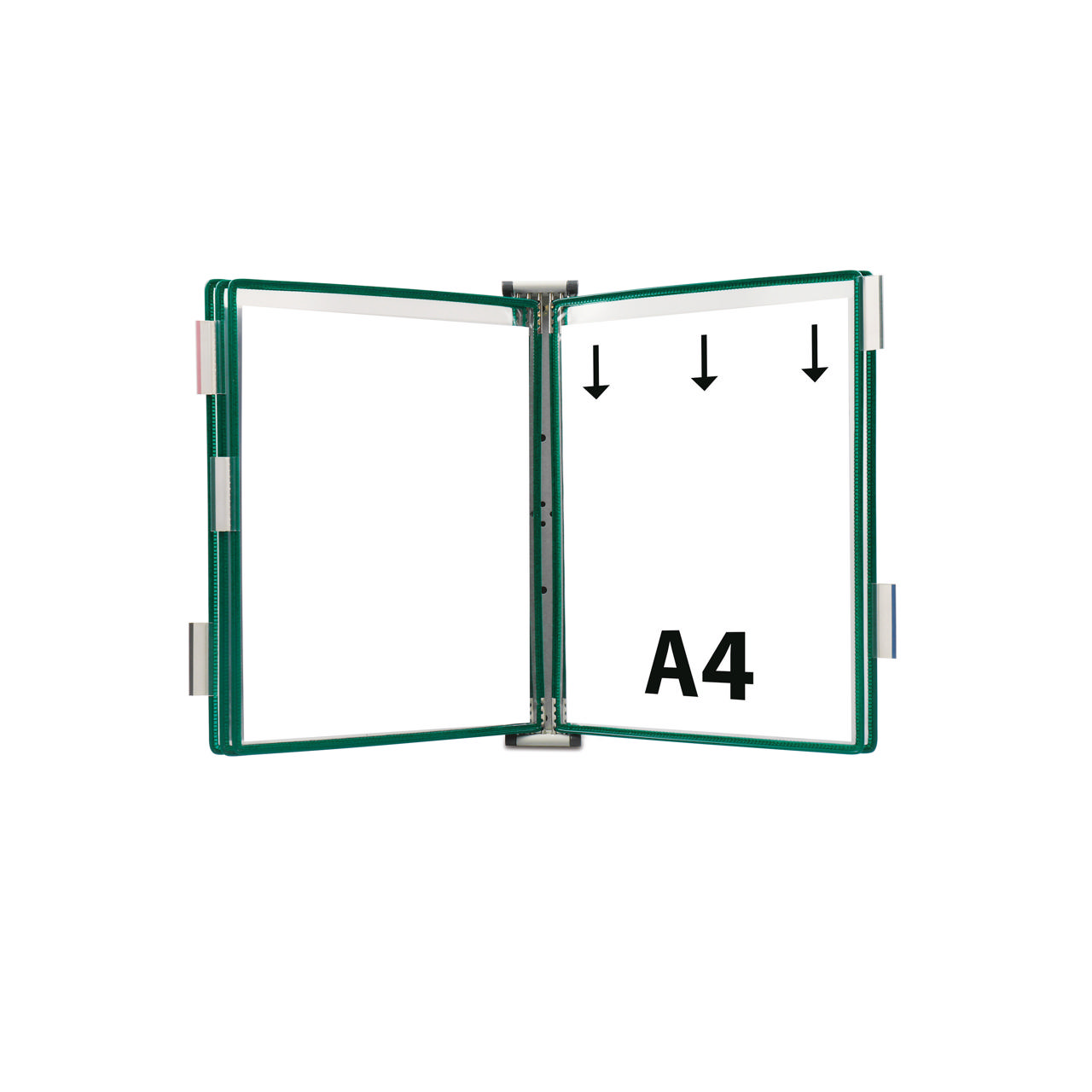 Tarifoldin metallinen seinälle kiinnitettävä asiakirjojen esitysjärjestelmä, A4, 5 taskua