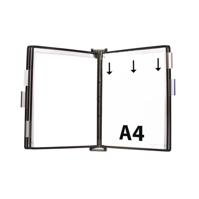 Tarifoldin metallinen seinälle kiinnitettävä asiakirjojen esitysjärjestelmä, A4, 5 taskua