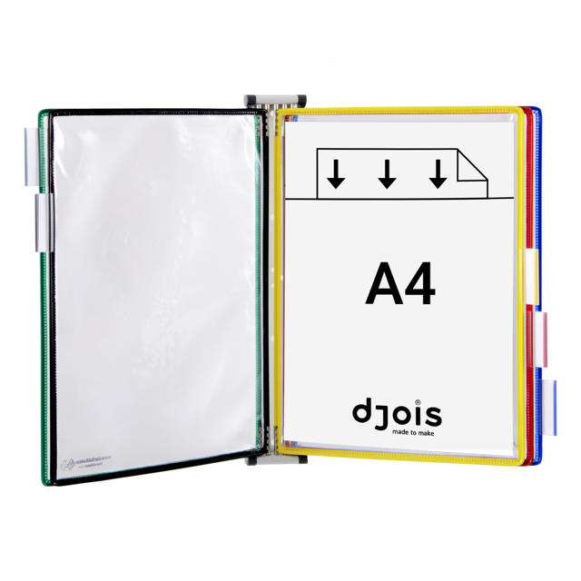 Tarifoldin metallinen seinälle kiinnitettävä asiakirjojen esitysjärjestelmä, A4, 5 taskua