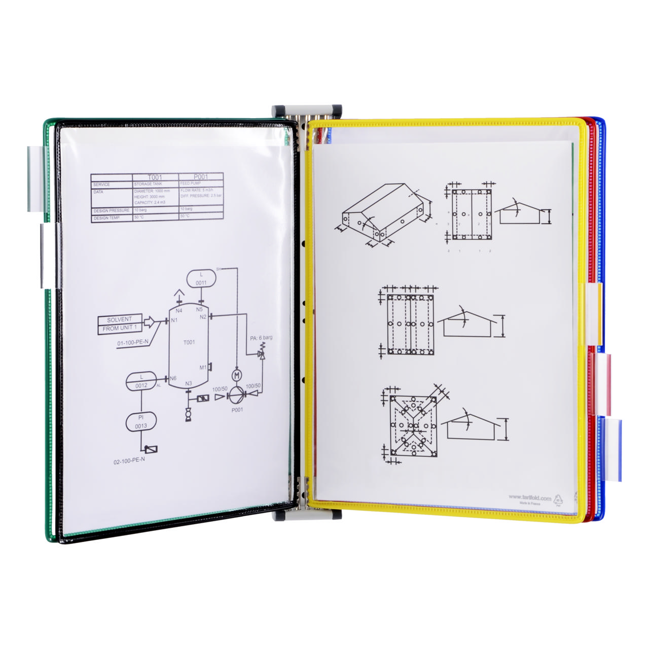 Tarifold Metal Wall Document Display System, A4, 5 Pockets