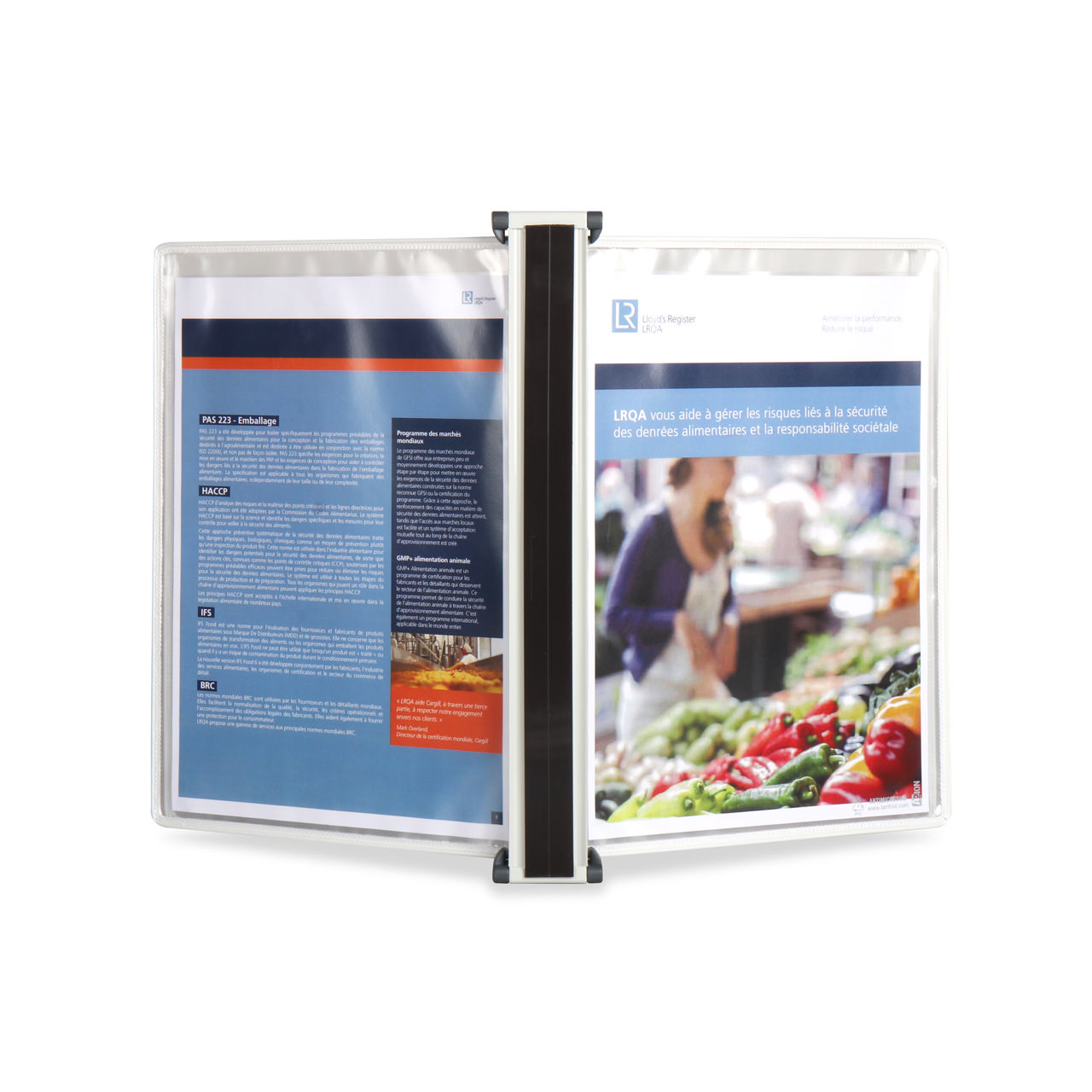 Tarifoldin antimikrobinen magneettinen seinäkiinnitteinen asiakirjanäyttöjärjestelmä, A4, 5 taskua