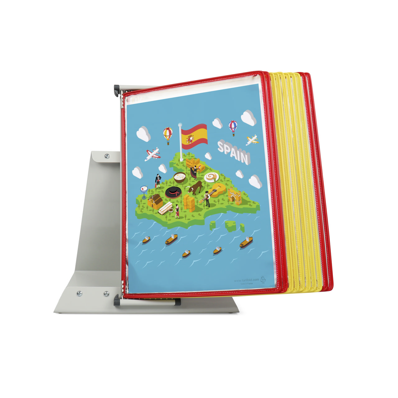 Tarifoldin metallinen pöytäasiakirjanäyttöjärjestelmä, A4, 10 taskua, Espanjan värit