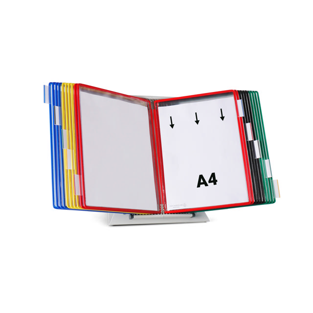 Tarifold metallinen pöytäteline, tietopaneelijärjestelmä, A4, 20 tietopaneelia