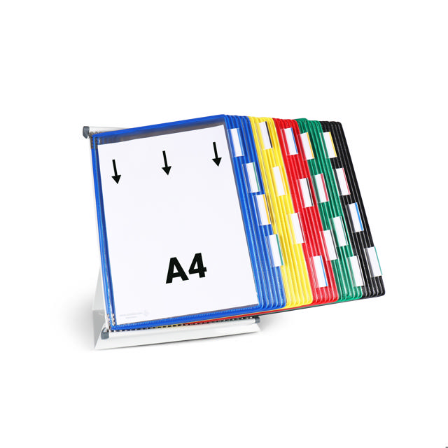 Tarifold metallinen pöytäteline, tietopaneelijärjestelmä, A4, 30 tietopaneelia