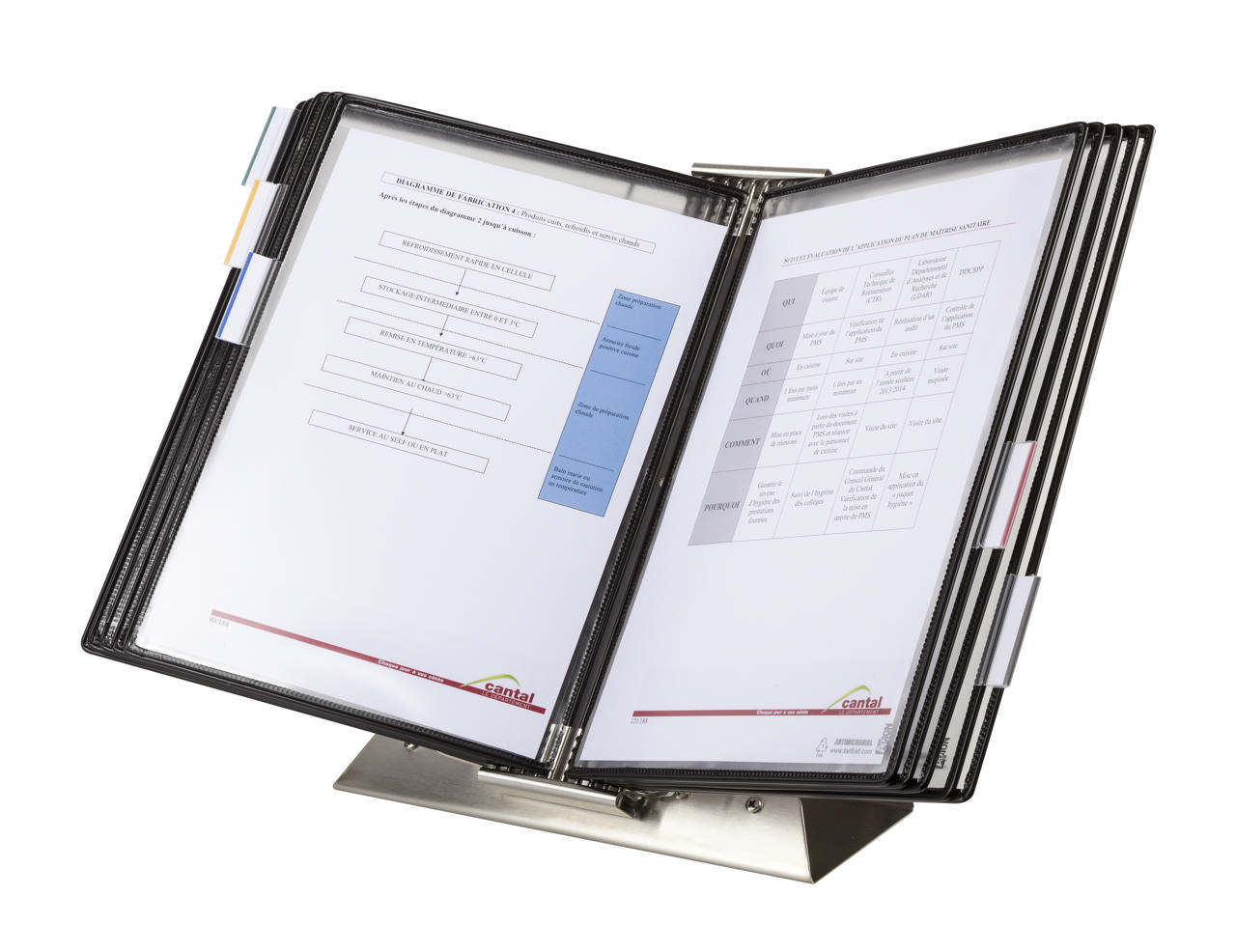 Tarifold Antimicrobial Stainless Steel Desk Document Display System, A4, 10 Pockets