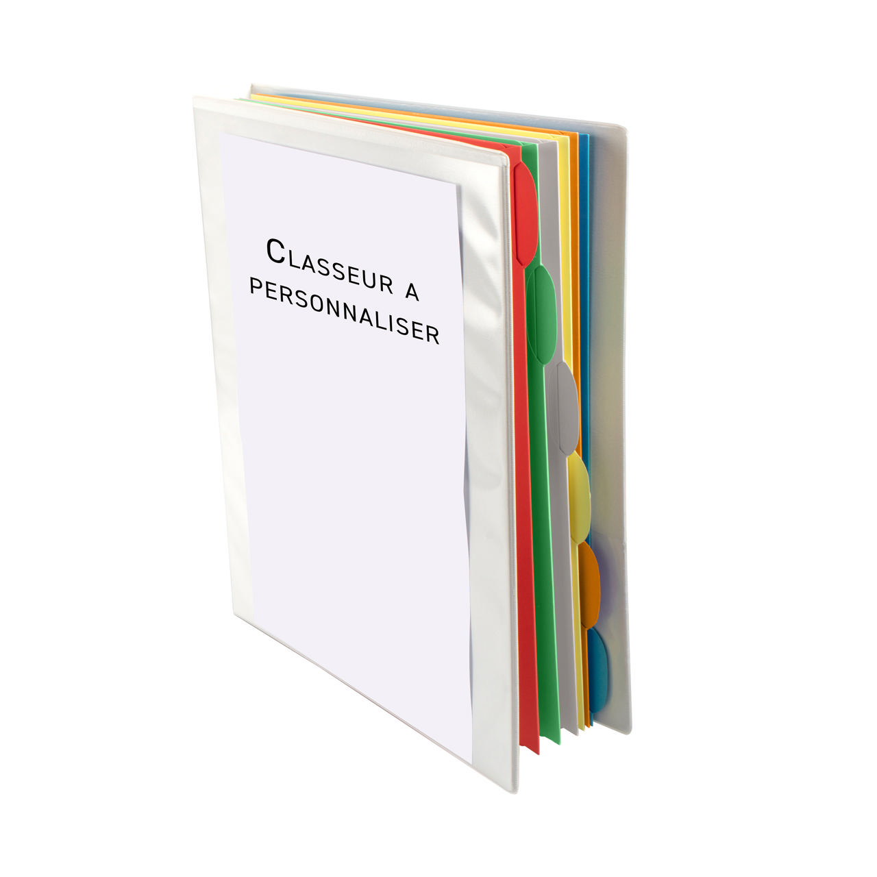 Personoitava kansio, jossa on 6 Smartfolder-rei'itettyä välilehdellistä kansiota, A4