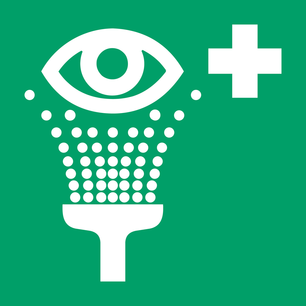 Turvallisuusmerkki Silmänhuuhteluasema, 200 x 200 mm