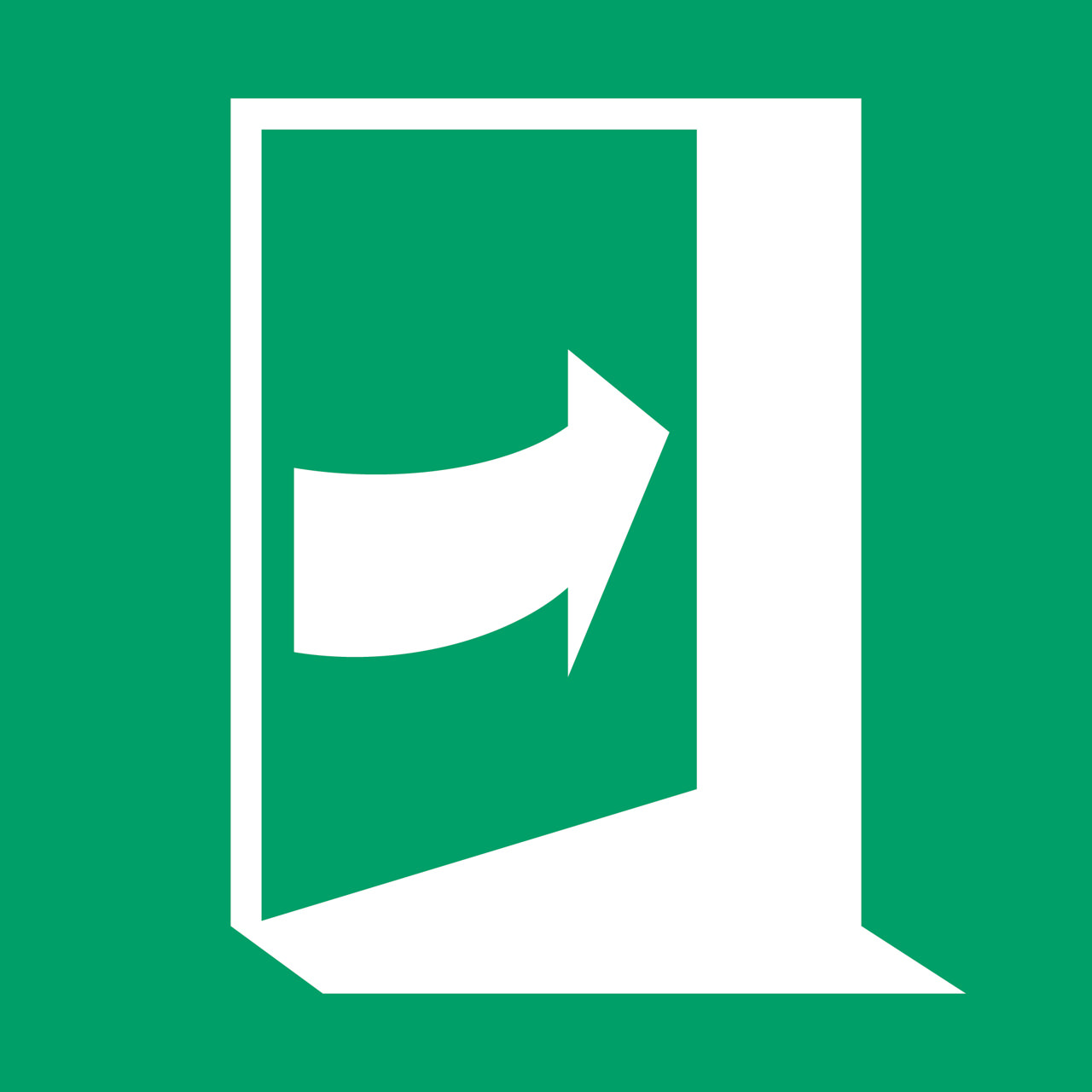 Safety Sign Door Opens by Pushing on the Right-hand Side, 300 x 300 mm