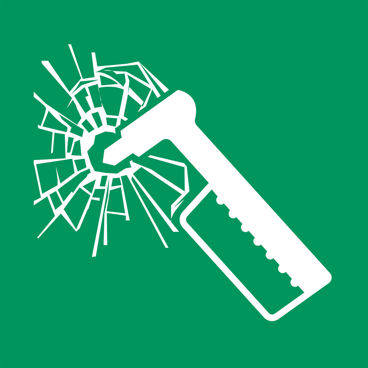 Turvamerkki Hätävasara, 200 x 200 mm