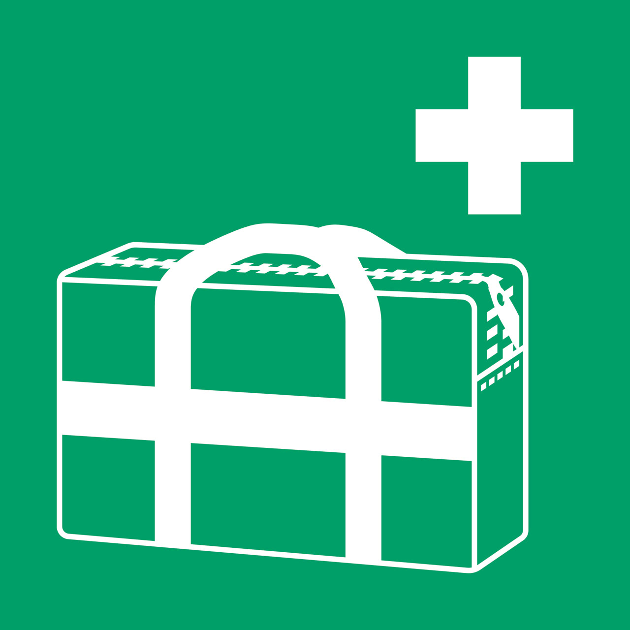 Turvallisuusmerkki Lääkintälaukku, 150 x 150 mm