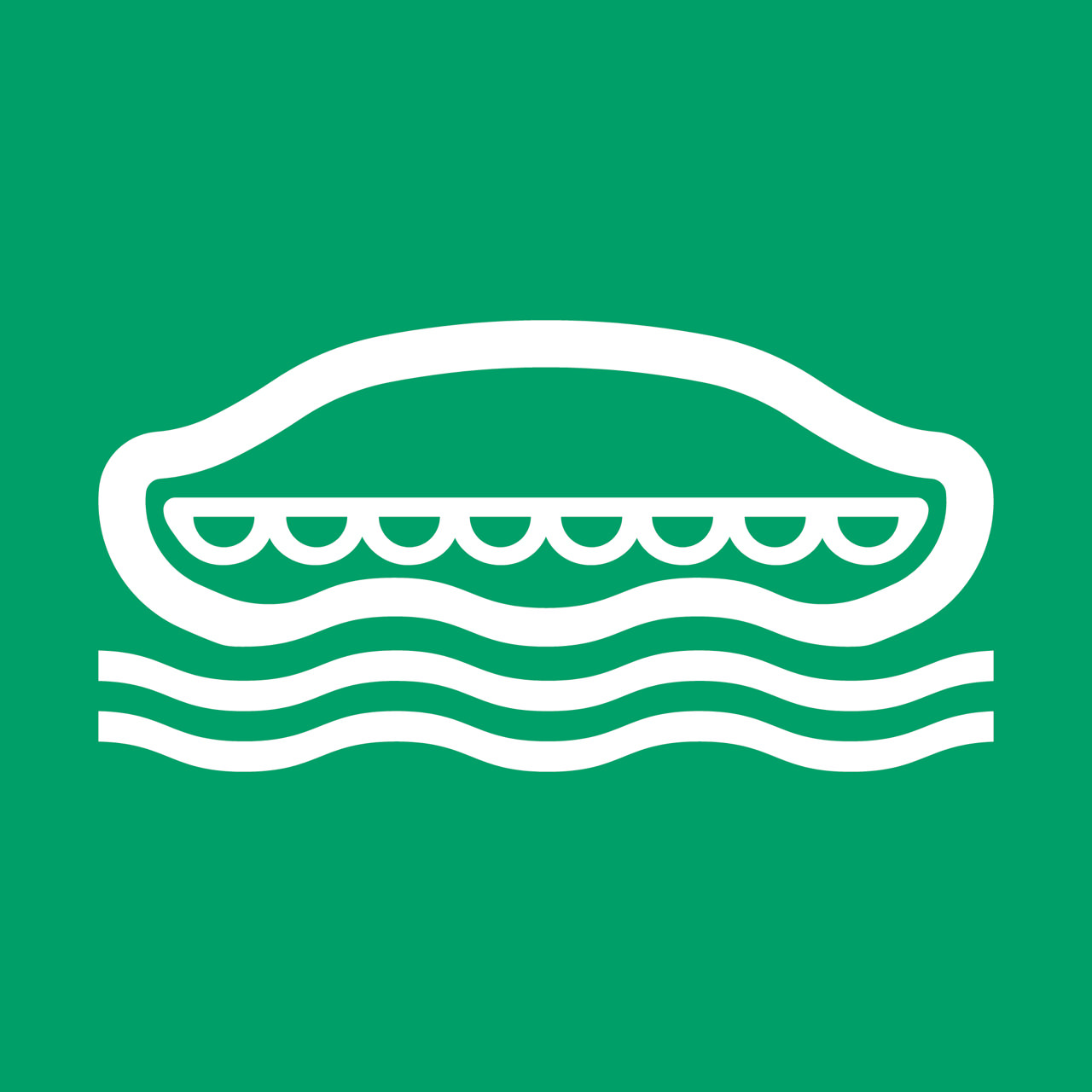 Turvallisuusmerkki Pelastusvene, 300 x 300 mm