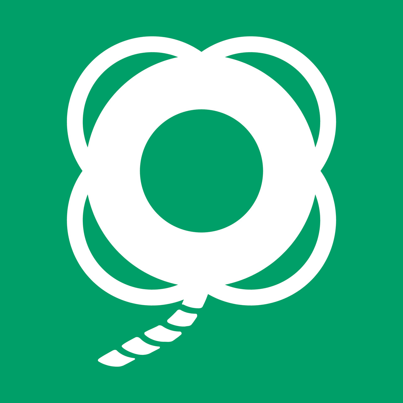 Turvallisuusmerkki Pelastusrengas köydellä, 150 x 150 mm