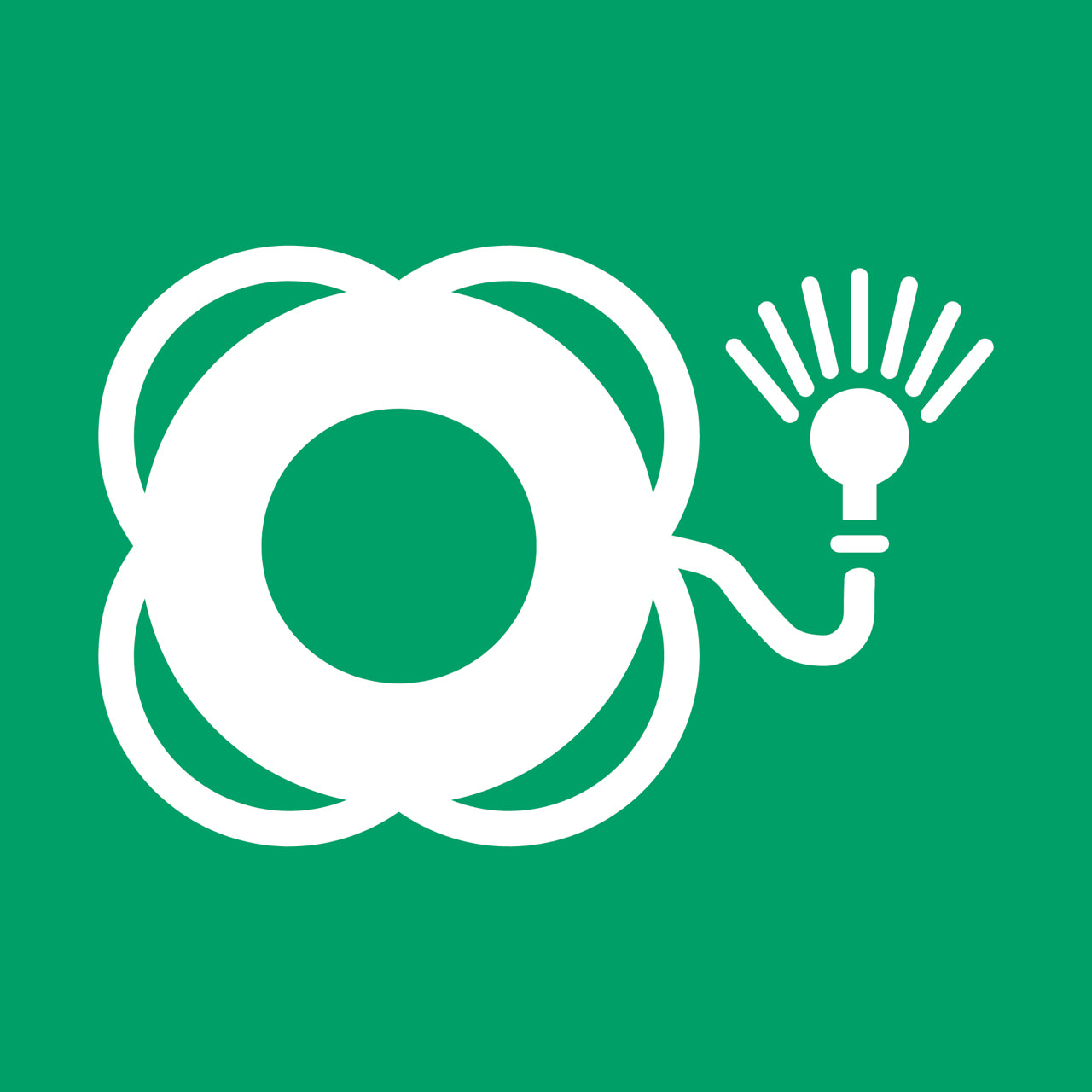 Turvamerkki Pelastusrengas valolla, 300 x 300 mm