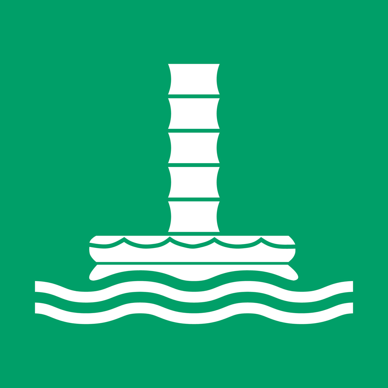 Turvallisuusmerkki merievakuointikouru, 150 x 150 mm