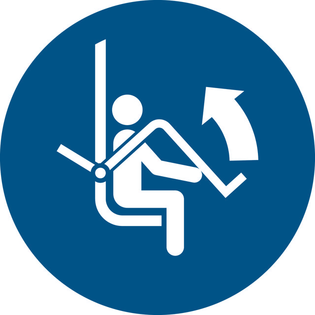 Turvamerkki Avaa Hiihtohissin Turvakaari, 200 mm