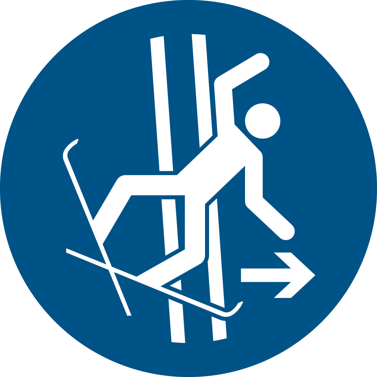 Safety Sign Immediately Leave the Tow-track in the Event of Falling, 100 mm