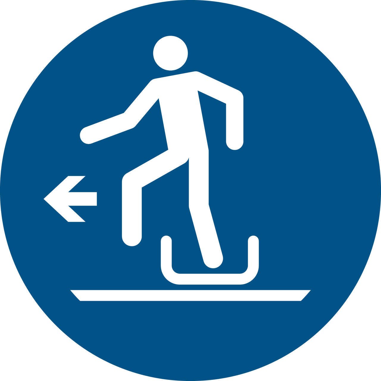 Safety Sign Alighting from toboggan to the Left, 100 mm