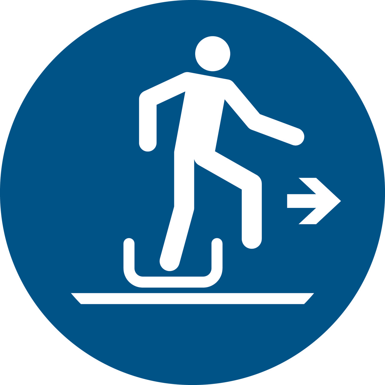 Safety Sign Alighting from toboggan to the Right, 100 mm