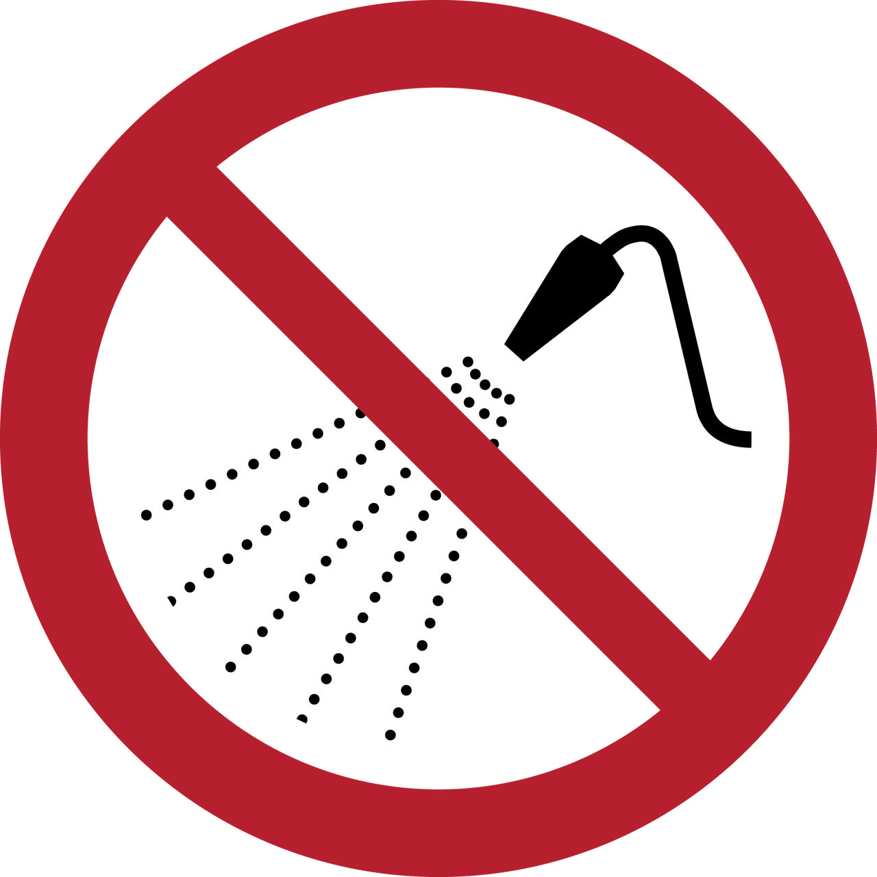 Safety Sign Do Not Spray with Water, 100 mm