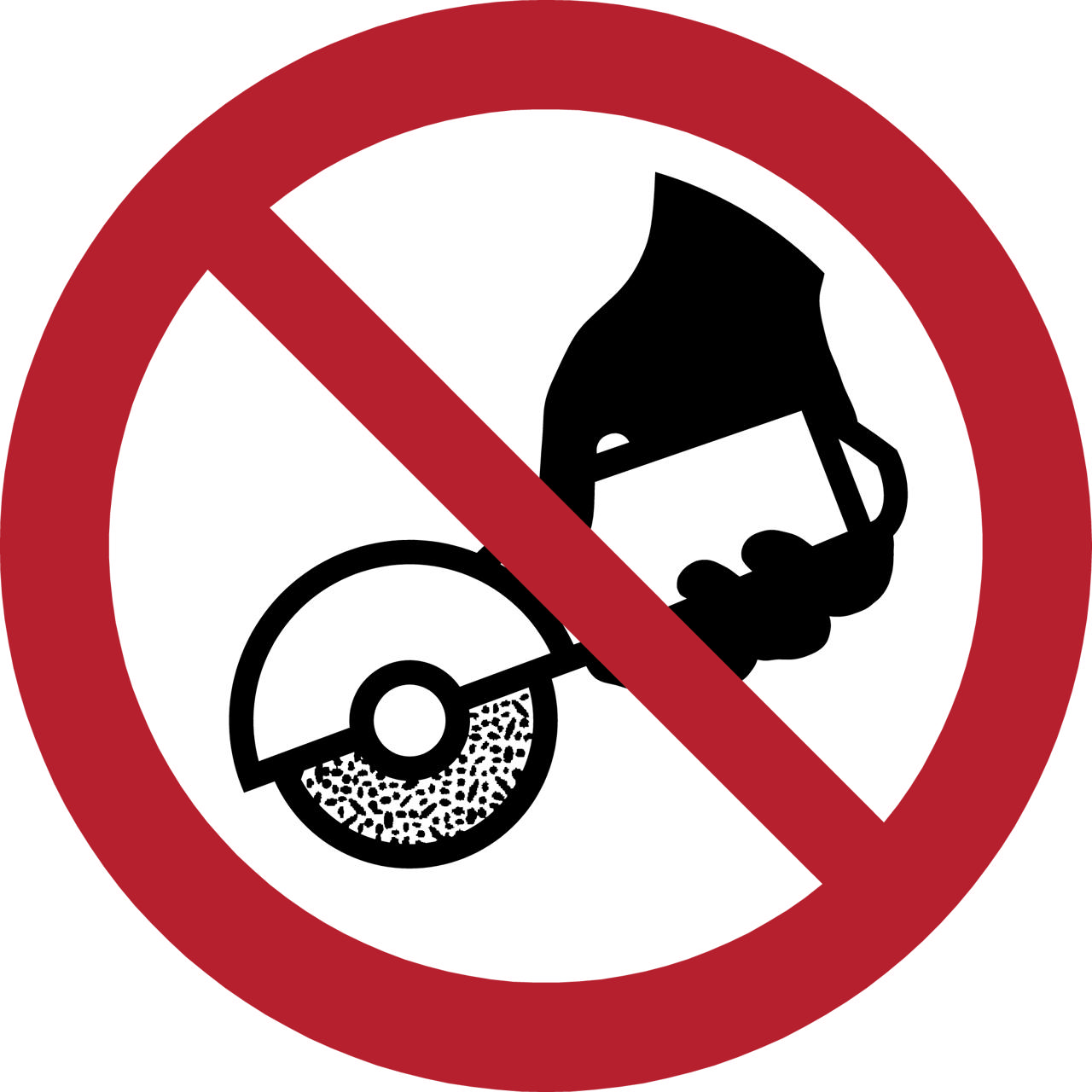 Turvallisuusmerkki Älä käytä käsikäyttöisen hiomakoneen kanssa, 200 mm