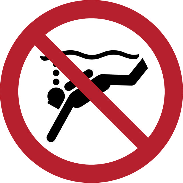 Turvallisuusmerkki Ei sukellusta veden alle, 200 mm