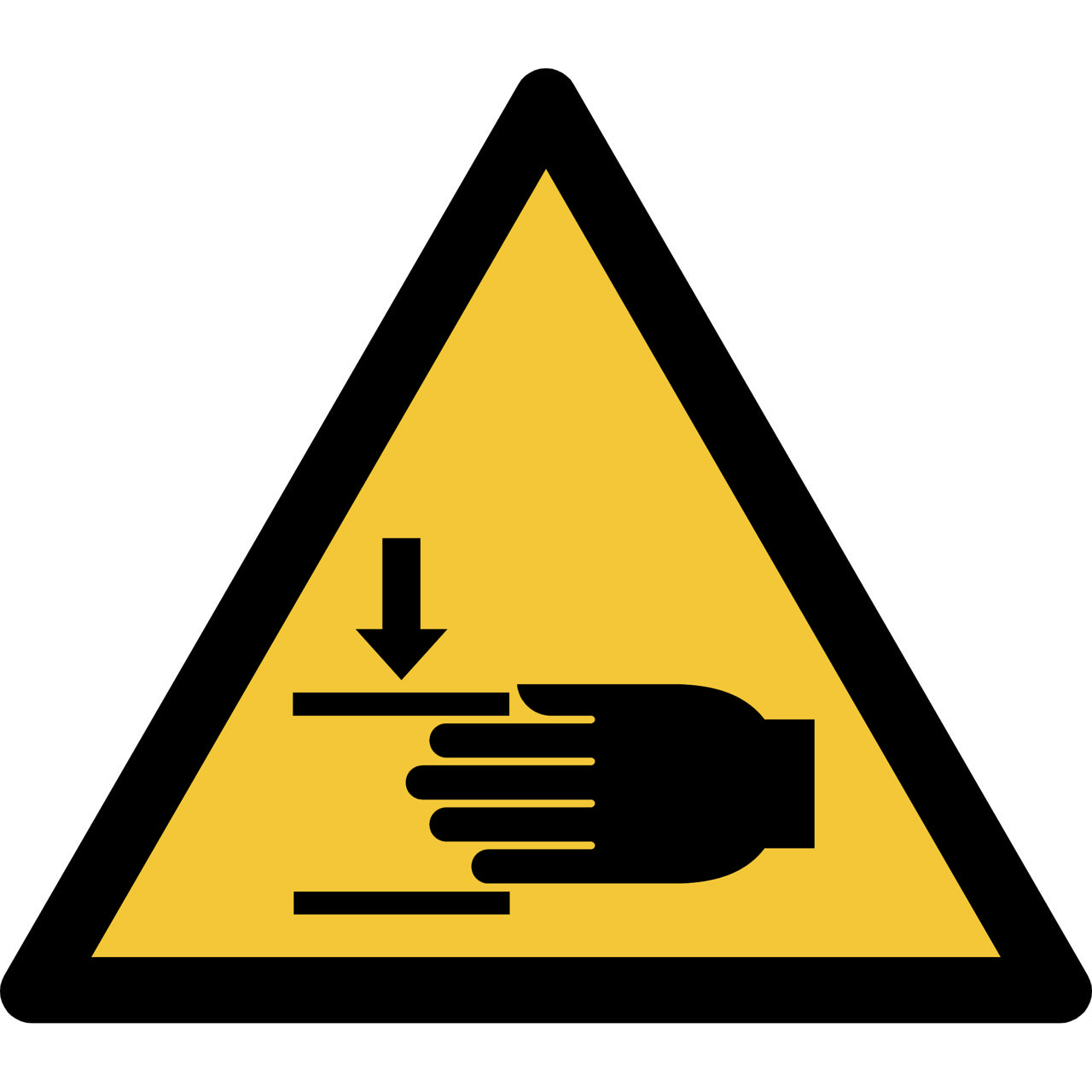 Safety Sign Warning Crushing of Hands, 150 x 133 mm